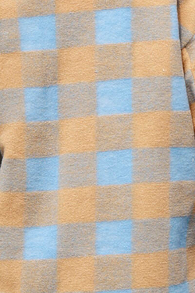 Plaid Button Up Collared Neck Slit Shacket