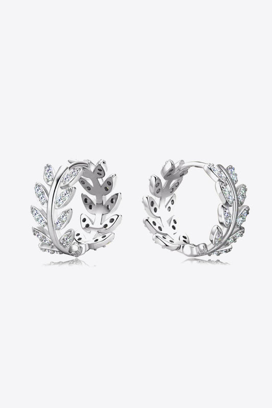 Moissanite Leaf 925 Sterling Silver Earrings