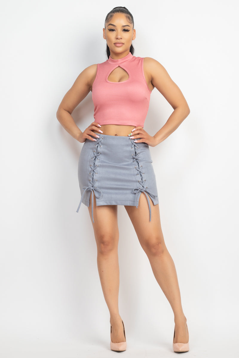 Mock Keyhole-front Crop Top