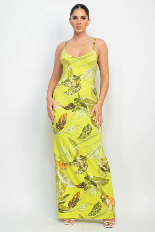 Scoop Tropical Print Maxi Dress